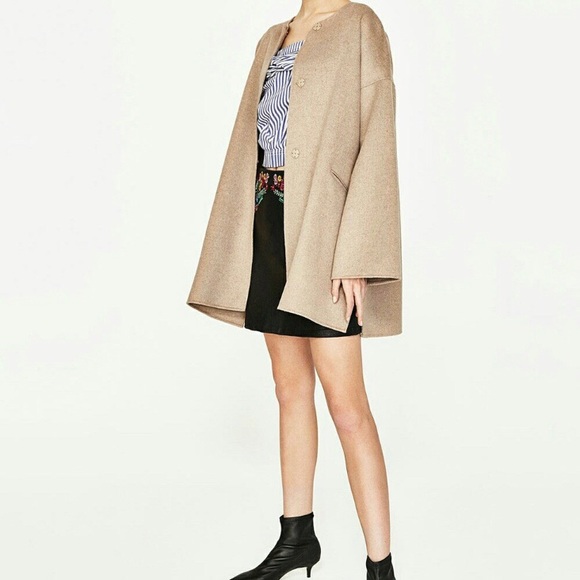 Zara wool beige camel coat handmade